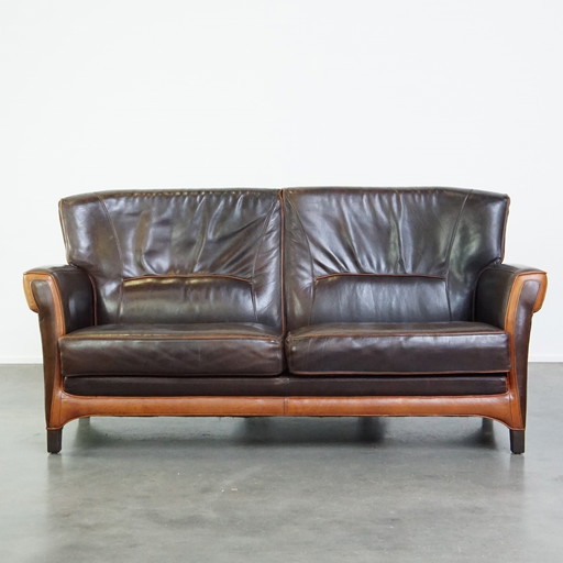 Leather Art Nouveau Design Sofa 2.5 Seater