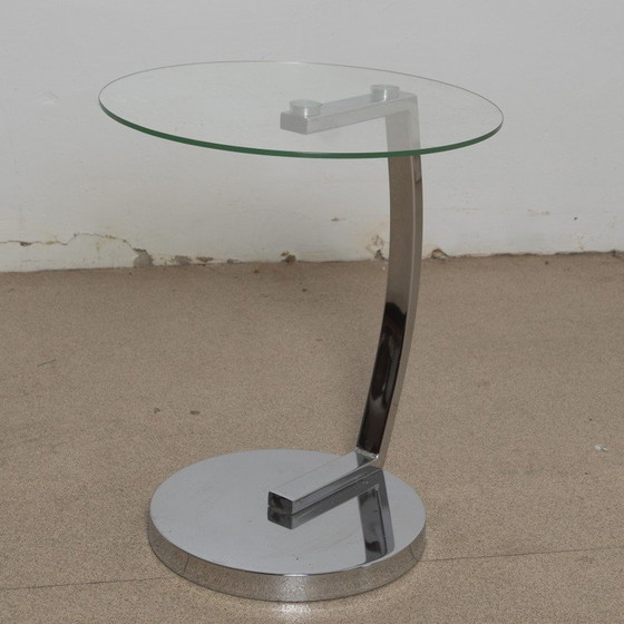 Image 1 of Vintage chrome and glass side table