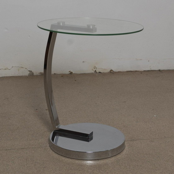 Image 1 of Vintage chrome and glass side table