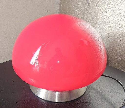 Red space age mushroom lamp retro