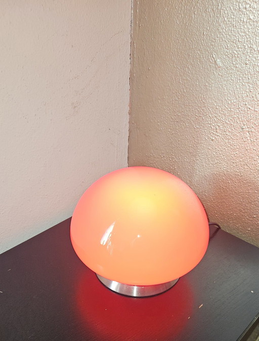 Red space age mushroom lamp retro