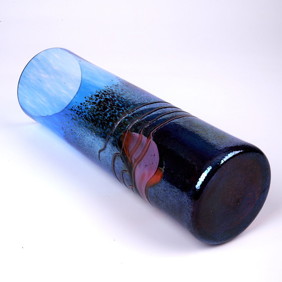 Image 1 of Milan Vobruba Glashyttan Gusum Blue artist vase