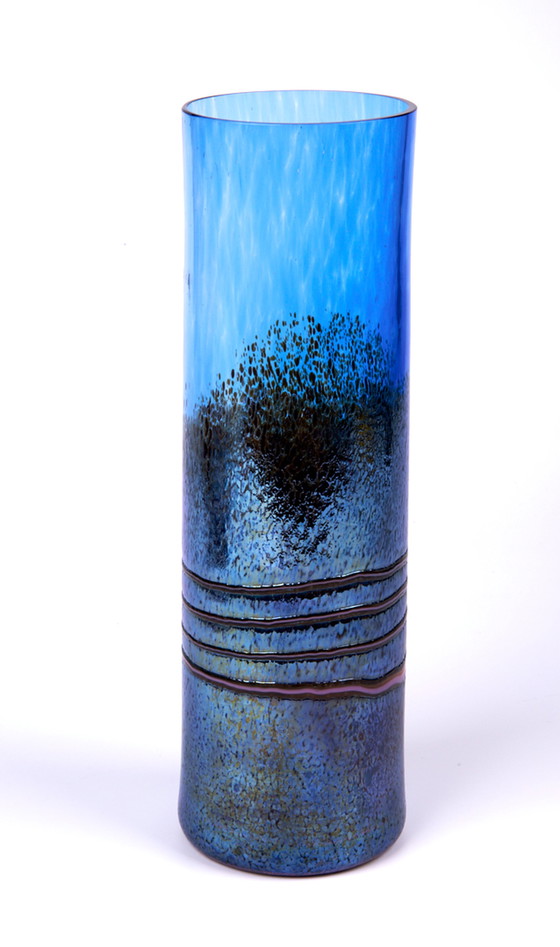 Image 1 of Milan Vobruba Glashyttan Gusum Blue artist vase