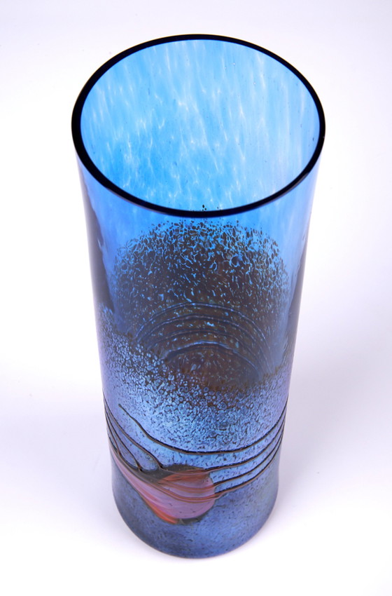 Image 1 of Milan Vobruba Glashyttan Gusum Blue artist vase