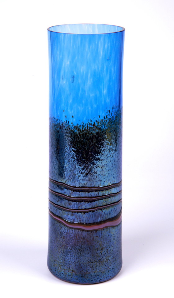 Image 1 of Milan Vobruba Glashyttan Gusum Blue artist vase