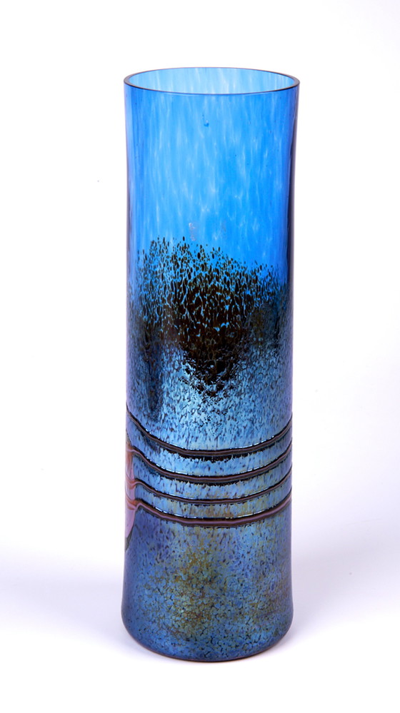 Image 1 of Milan Vobruba Glashyttan Gusum Blue artist vase