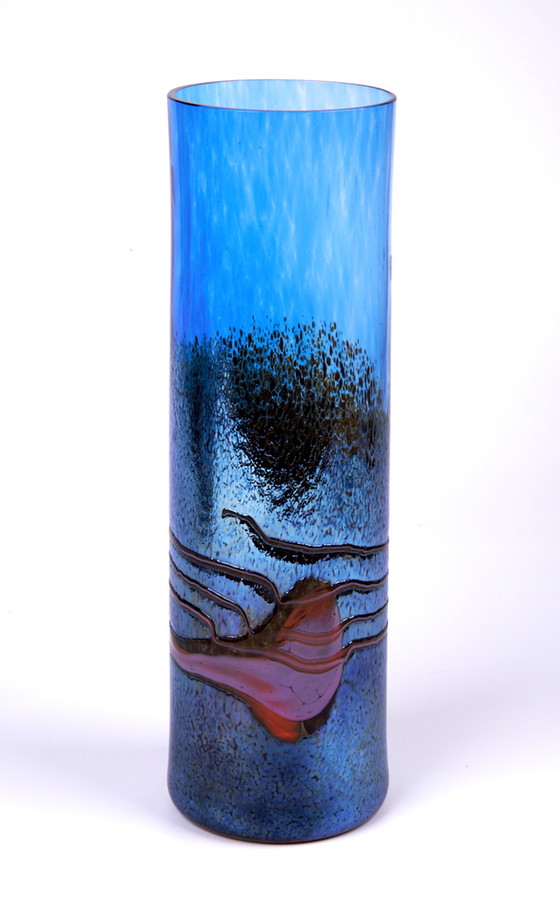 Image 1 of Milan Vobruba Glashyttan Gusum Blue artist vase