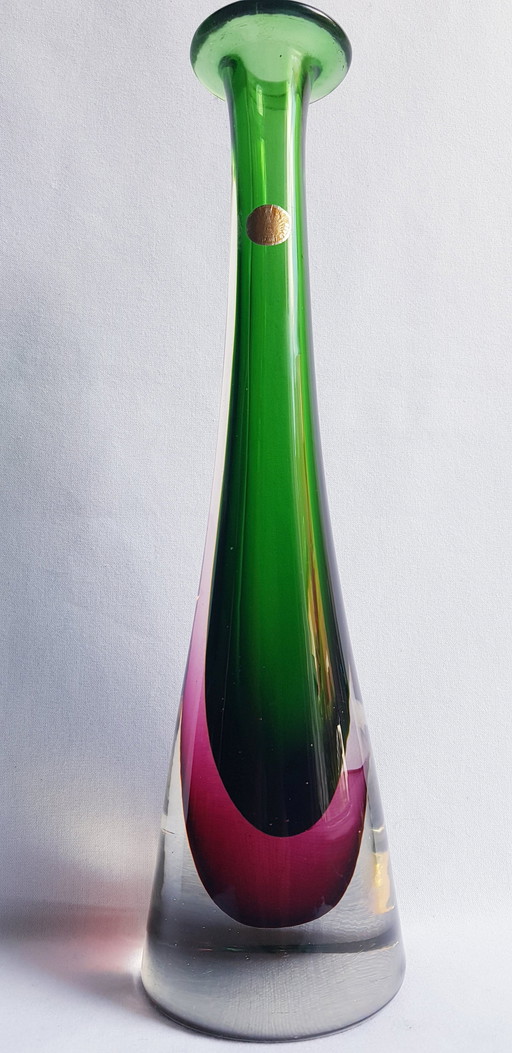 50'S Flavio Poli For Seguso Large Murano Glass Sommerso Bottle 