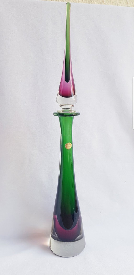 50'S Flavio Poli For Seguso Large Murano Glass Sommerso Bottle 