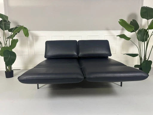 Rolf Benz Mera 386 Sofa Leather Blue Couch Exhibition piece