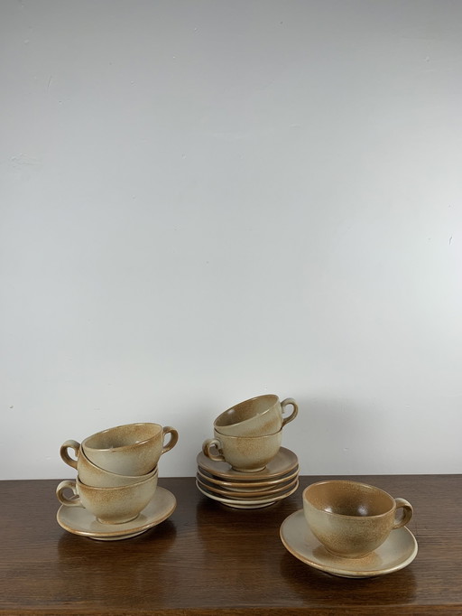 Stoneware tea or coffee set for 6 people