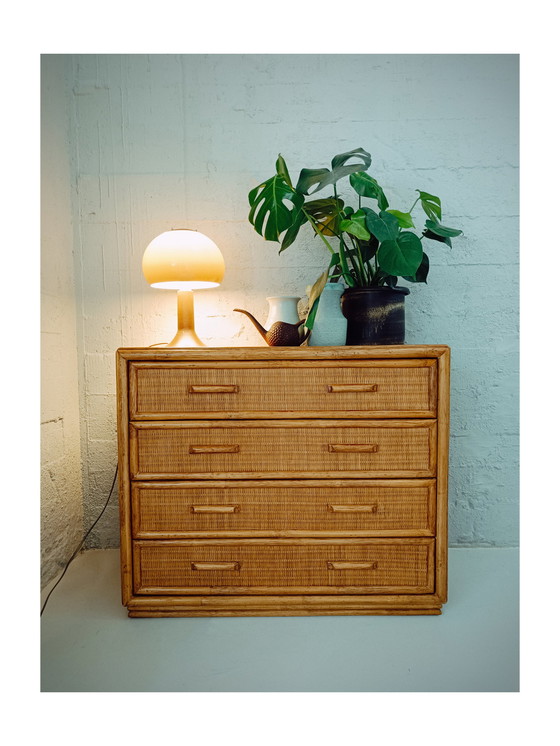 Image 1 of Vintage Rattan And Bamboo Sideboard 1970'S
