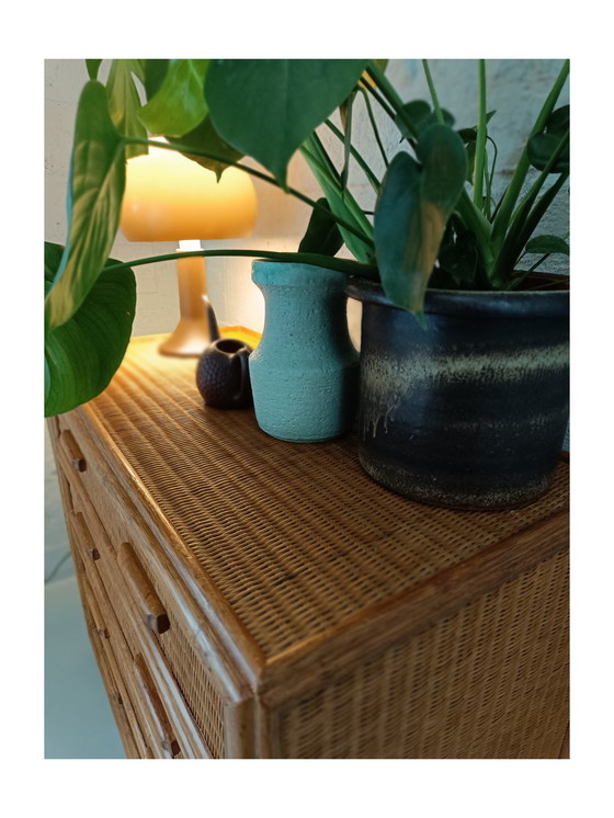 Image 1 of Vintage Rattan And Bamboo Sideboard 1970'S