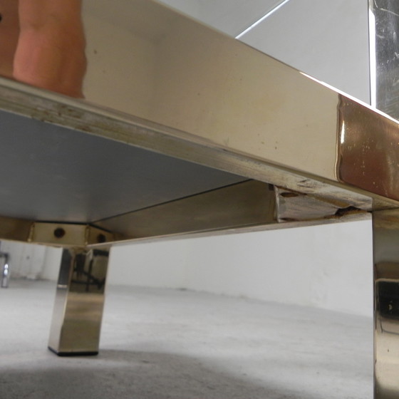 Image 1 of Table basse Belgo Chrom avec 2 étagères en verre, 1970