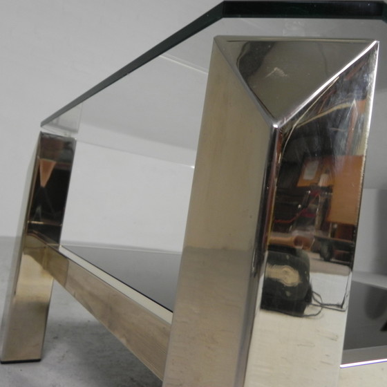 Image 1 of Belgo Chrom coffee table with 2 glass shelves, 1970s