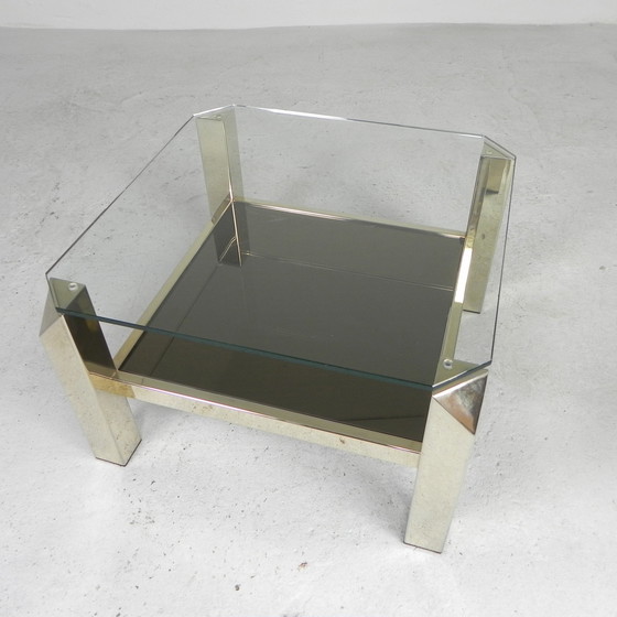 Image 1 of Table basse Belgo Chrom avec 2 étagères en verre, 1970