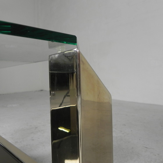 Image 1 of Belgo Chrom coffee table with 2 glass shelves, 1970s