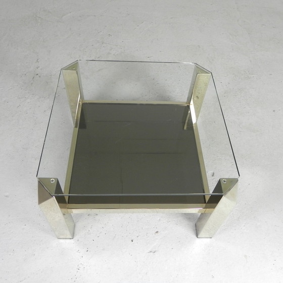 Image 1 of Table basse Belgo Chrom avec 2 étagères en verre, 1970
