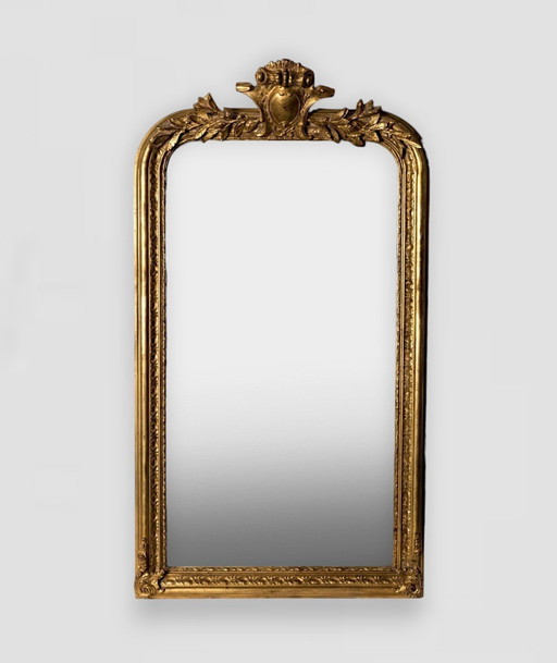 Xxl Crested Mirror Antique Gold