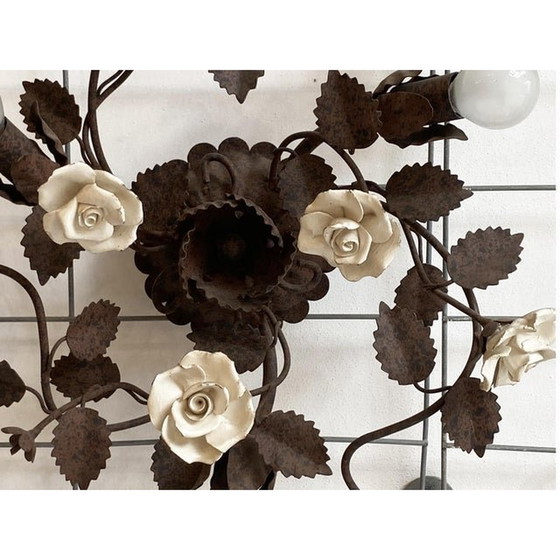 Image 1 of Contemporary Rush Florentine Wrought Iron Flush Mount