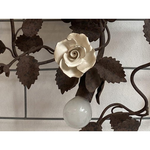 Contemporary Rush Florentine Wrought Iron Flush Mount