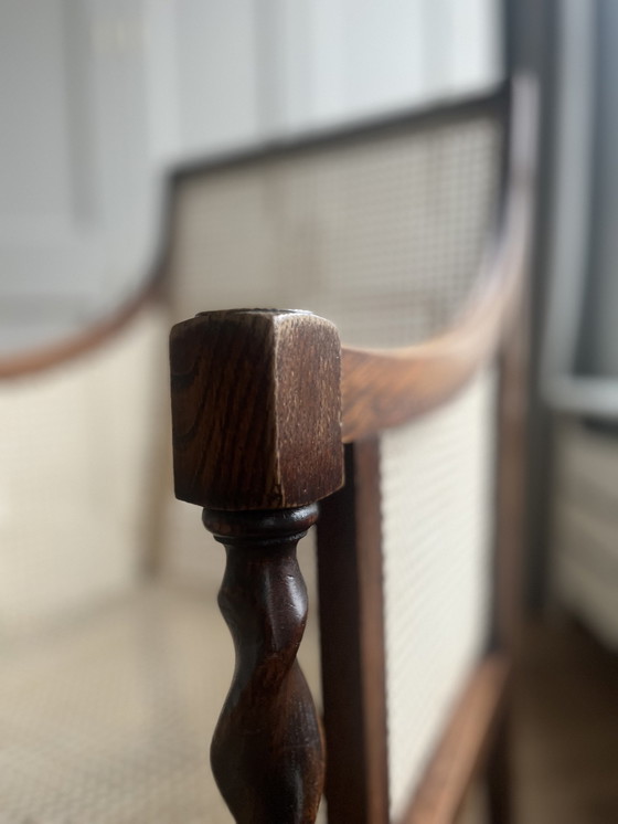 Image 1 of Turned Wood Bergere Chair, Carefully Restored, Likely Late 19th C.