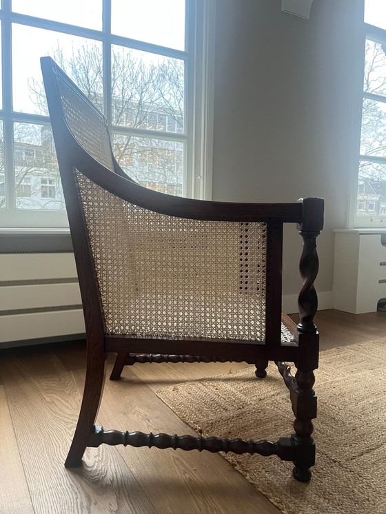 Image 1 of Turned Wood Bergere Chair, Carefully Restored, Likely Late 19th C.