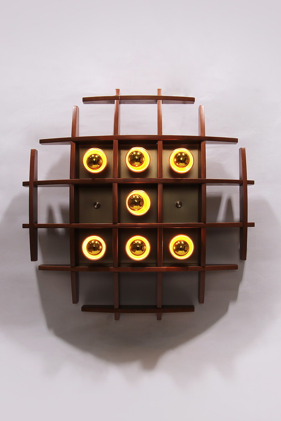 Image 1 of Iconic Wooden Wall Lamp by Angelo Brotto, 1960s Design