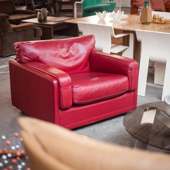 Image 1 of Vintage Socrates red leather armchair for Poltrona Frau, Italy 1980