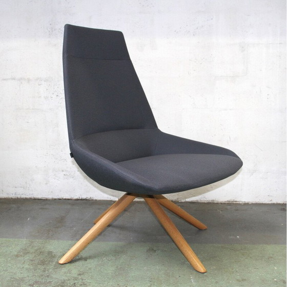 Image 1 of Vintage Dunas XL office armchair in light wood and fabric for Inclass