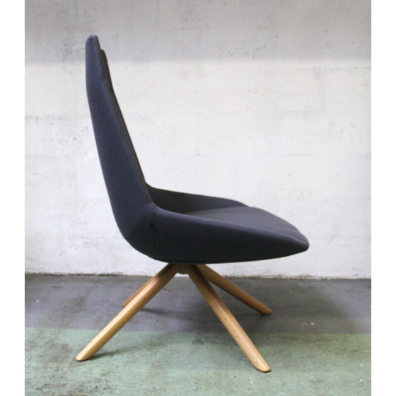 Image 1 of Vintage Dunas XL office armchair in light wood and fabric for Inclass