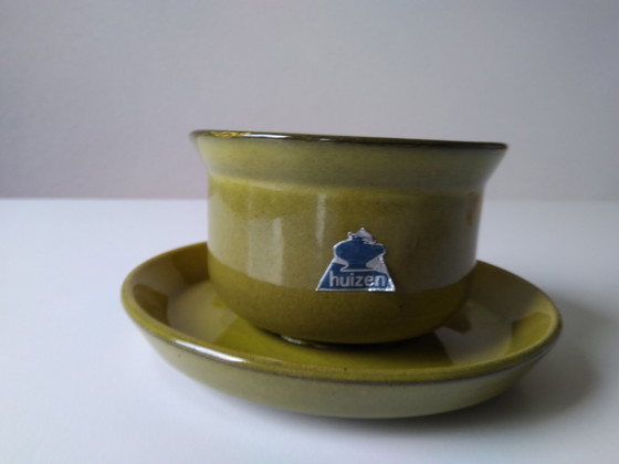 Image 1 of Potterie De Driehoek Huizen bowl with base plate