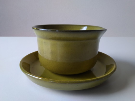 Image 1 of Potterie De Driehoek Huizen bowl with base plate