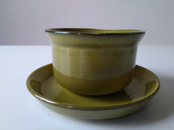 Image 1 of Potterie De Driehoek Huizen bowl with base plate