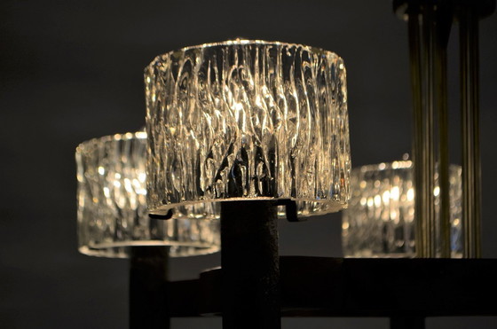 Image 1 of Lampadario vintage in vetro ghiacciato, 1950