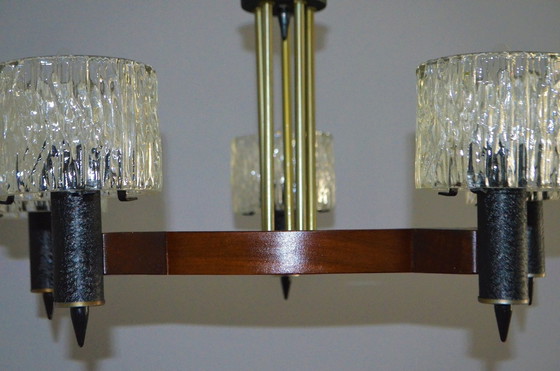 Image 1 of Lampadario vintage in vetro ghiacciato, 1950