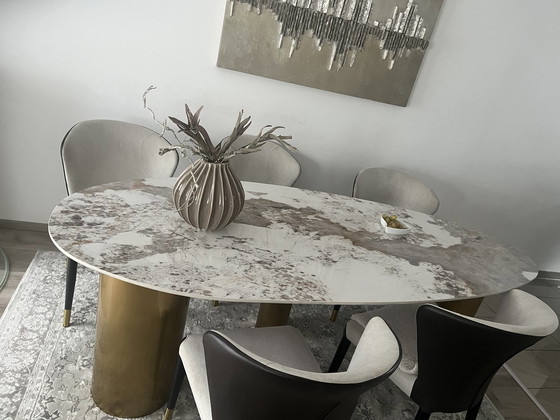 Image 1 of Dining table ceramic marble top