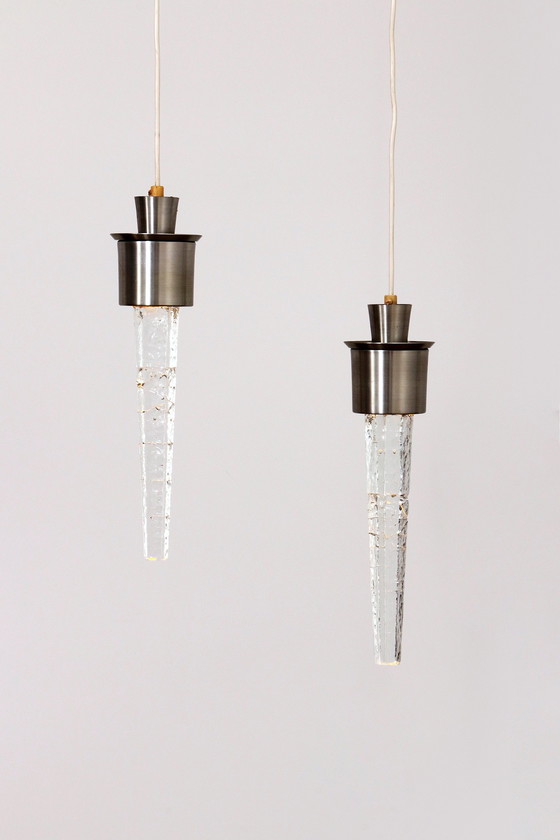 Image 1 of Orrefors "Istapper "Pendant lamps Sweden