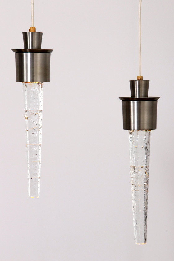 Image 1 of Orrefors "Istapper "Pendant lamps Sweden