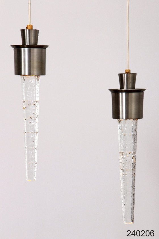 Image 1 of Orrefors "Istapper "Pendant lamps Sweden