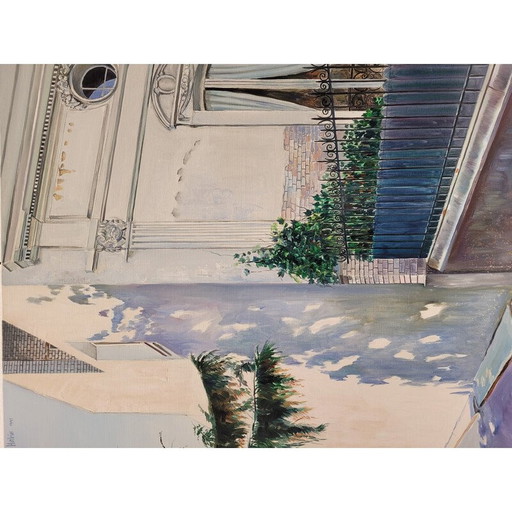 Pair of vintage paintings “La casa de la Puerta Azul”