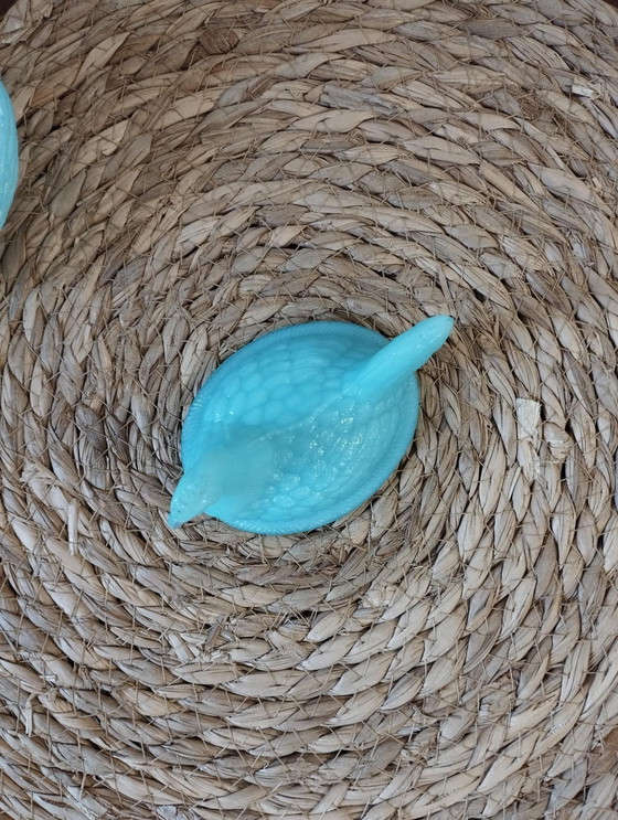 Image 1 of Gallina opalina colorata, scatola, scatola per caramelle, piatto, precedentemente proveniente dalla vetreria Portieux