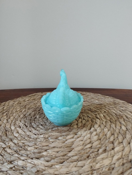 Image 1 of Gallina opalina colorata, scatola, scatola per caramelle, piatto, precedentemente proveniente dalla vetreria Portieux