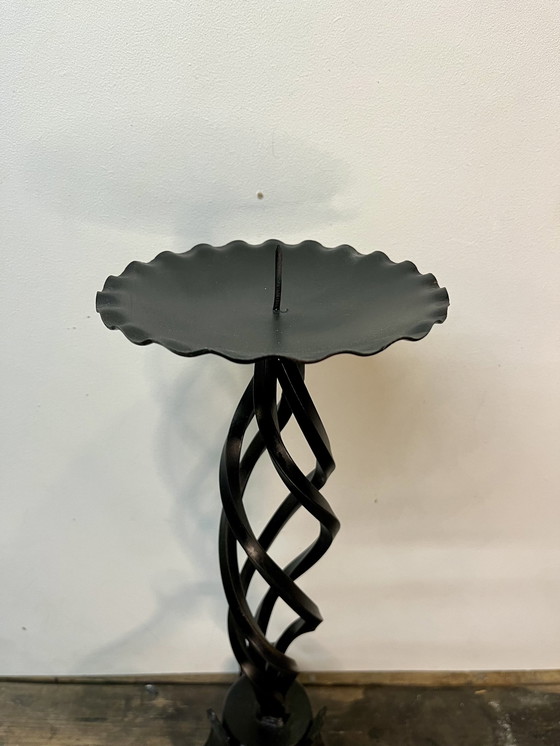 Image 1 of Vintage Wrought Iron Candlestick In Brutalist Style