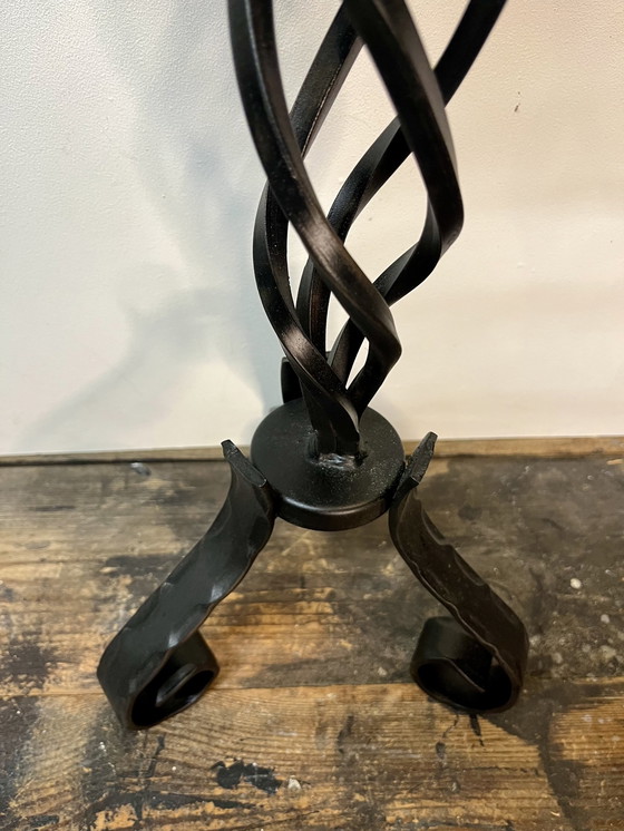 Image 1 of Vintage Wrought Iron Candlestick In Brutalist Style