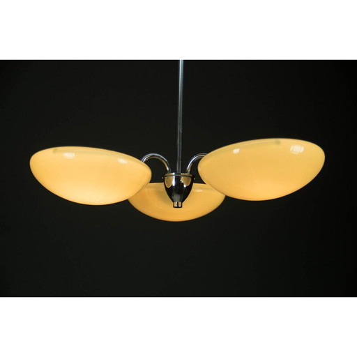 Minimalist vintage chandelier with 3 flames, 1930