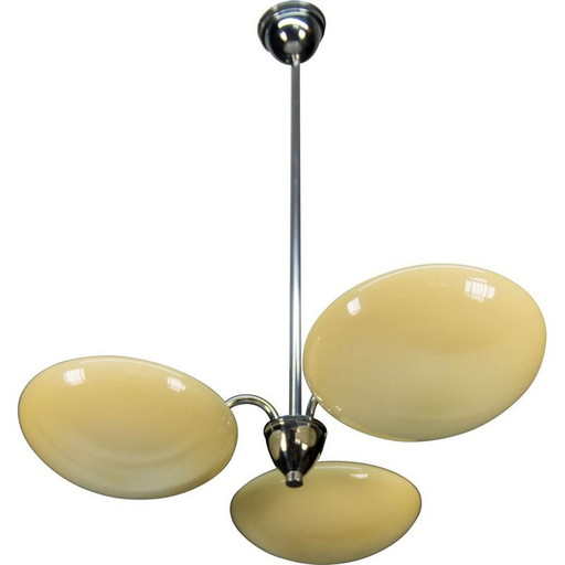 Minimalist vintage chandelier with 3 flames, 1930