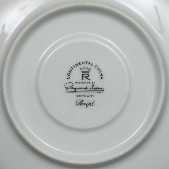 Image 1 of Raymond Loewy (1893-1986) set of 4, tea cups and saucers, Rosenthal Continental China, Script / Charcoal, Germany 