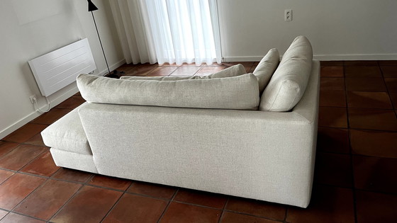 Image 1 of Sillón de tela beige estilo ibicenco, alta calidad