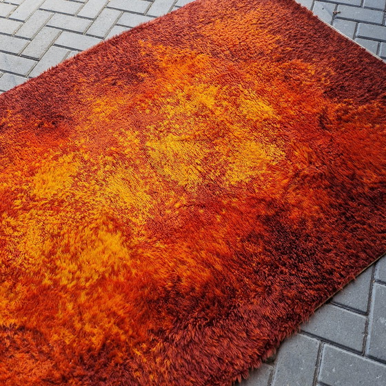 Image 1 of 1970s Vintage Rug Space Age Orange Rug